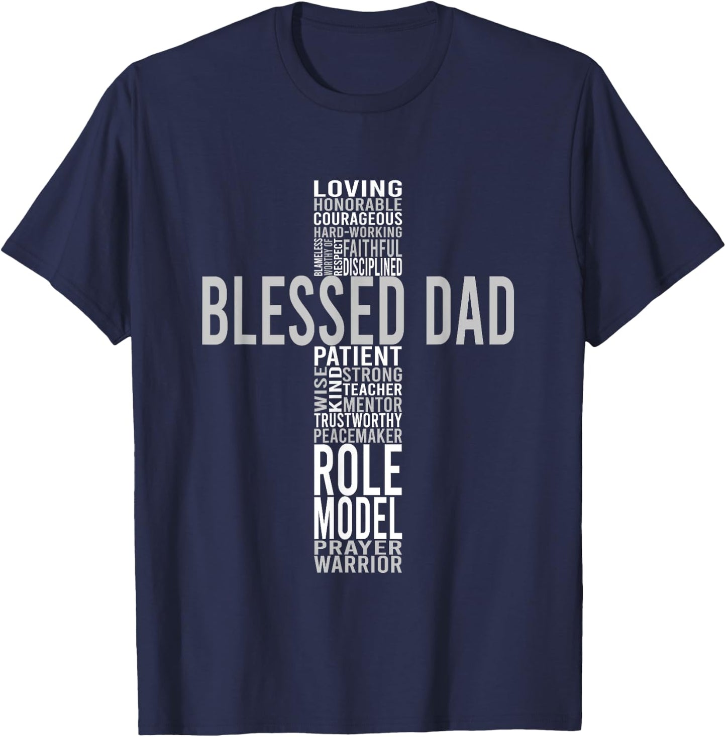 Blessed Loving Dad Cross Inspiration T-Shirt - T-Shirt | Navy