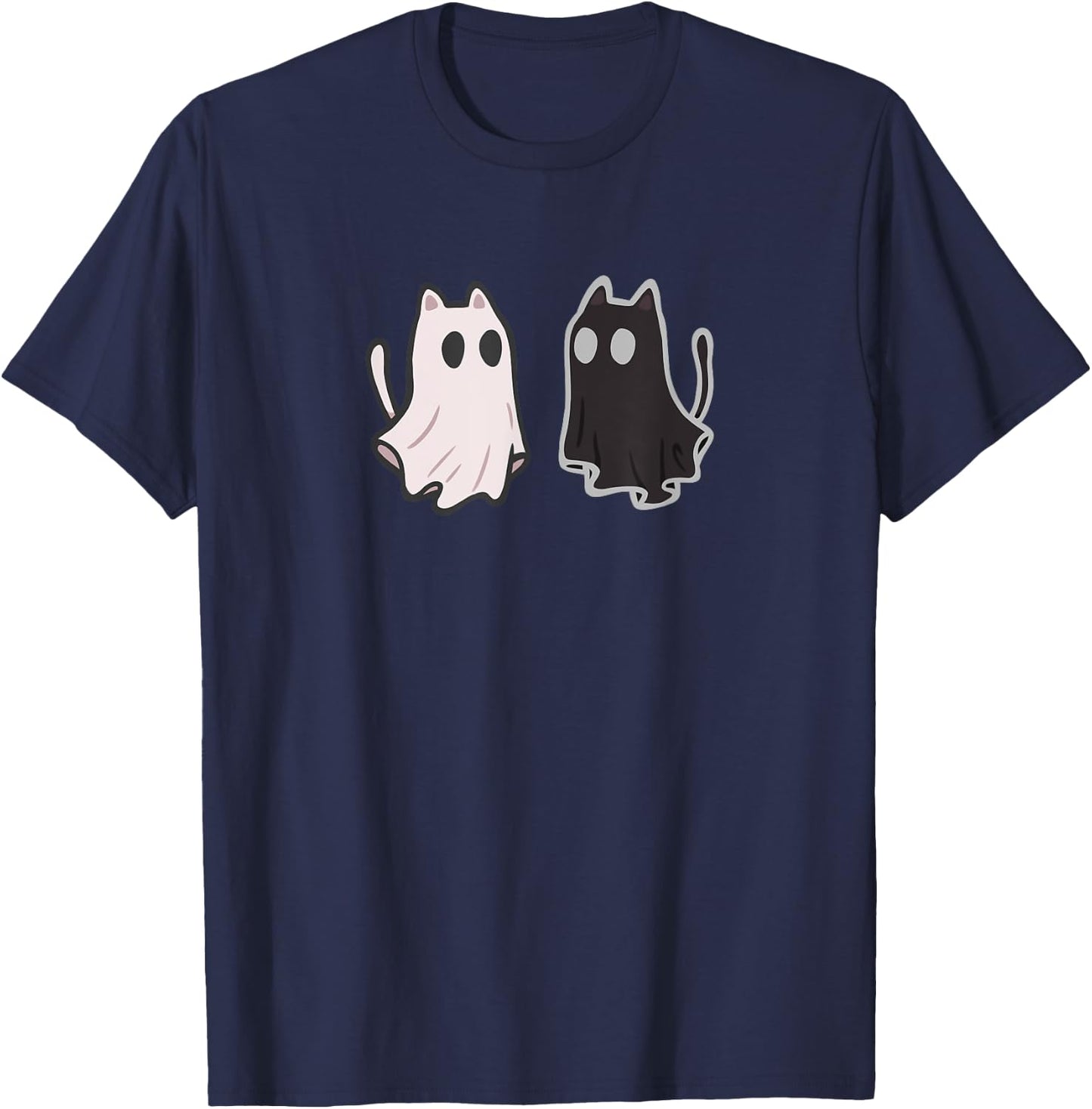 Flowing Little Cute Ghost Cats T-Shirt - T-Shirt | Navy