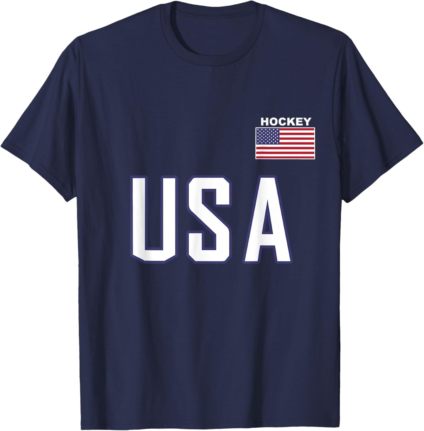 USA Flag Hockey Team Cool Player Equipment Apparel Men Women T-Shirt - T-Shirt | Navy