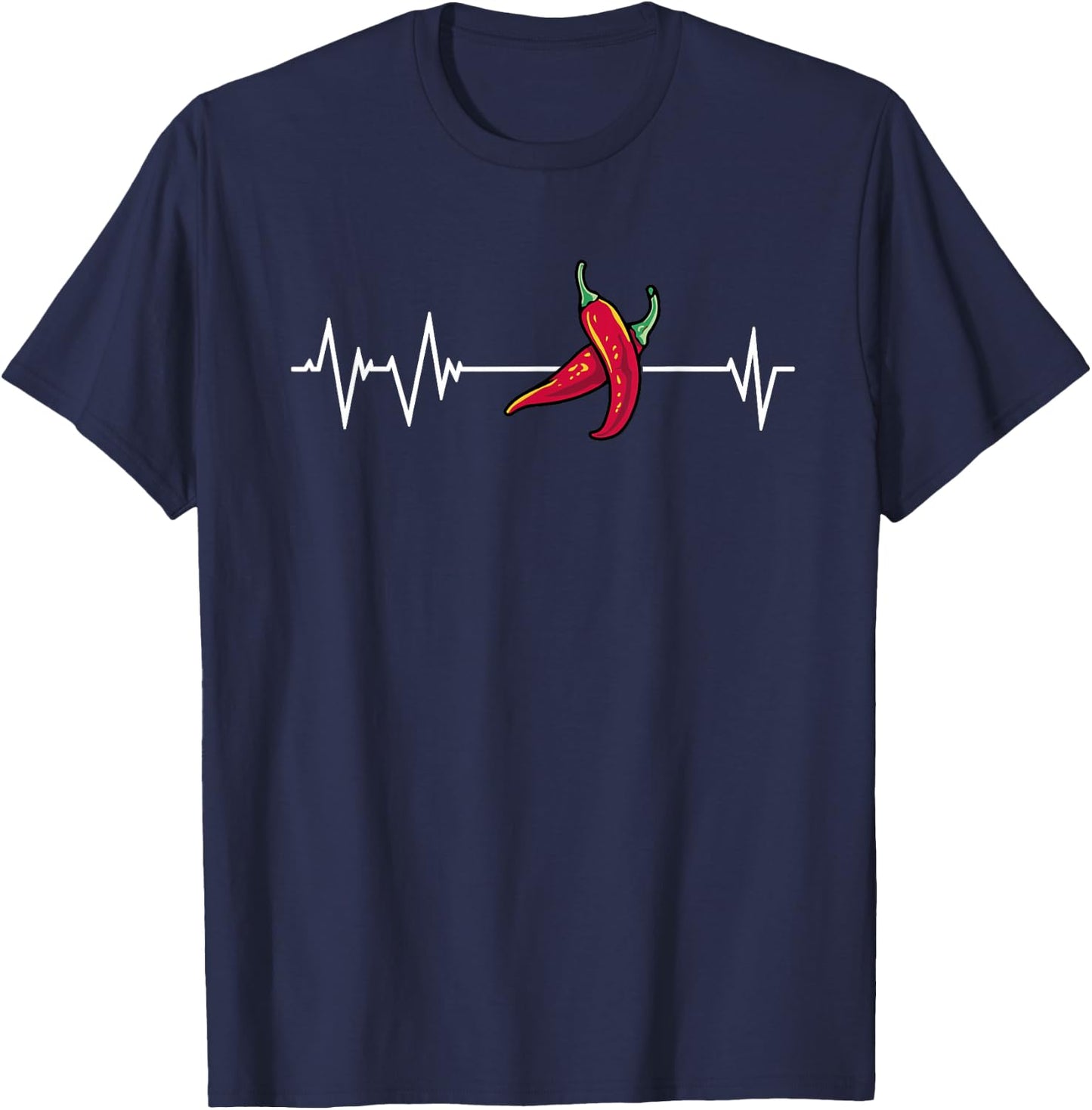 Great Chili Pod Heartbeat Outfit American Tex-Mex Spicy Dish T-Shirt - T-Shirt | Navy
