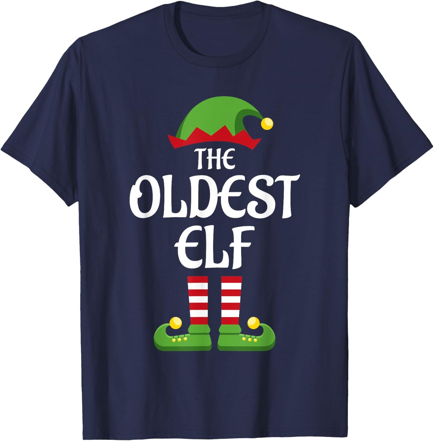 Oldest Elf Family Matching Group Christmas Old T-Shirt - T-Shirt | Navy