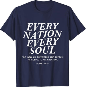 Every Nation Every Soul Mark 16:15 Men and Women Christian T-Shirt - T-Shirt | Navy