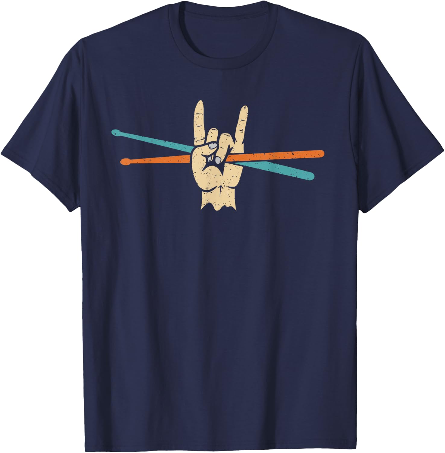 Retro Drum Sticks Art Men Boys Kids Percussion Drum Player T-Shirt - T-Shirt | Navy