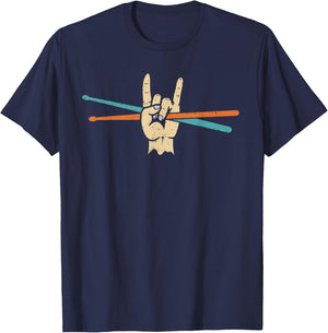 Retro Drum Sticks Art Men Boys Kids Percussion Drum Player T-Shirt - T-Shirt | Navy