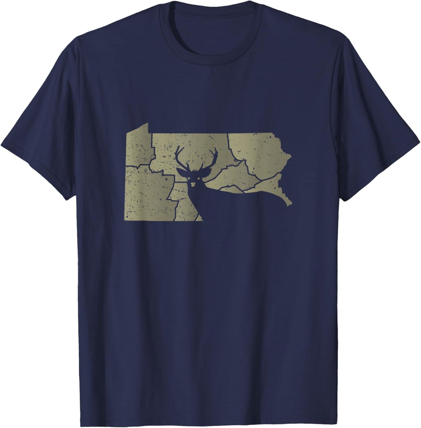 White-Tailed Deer Hunter Pennsylvania Map Shape T-Shirt - T-Shirt | Navy