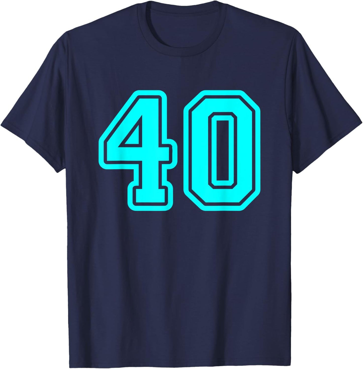 Jersey #40 Cyan Sports Team Player Fan Jersey Number 40 T-Shirt - T-Shirt | Navy