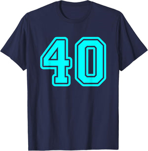 Jersey #40 Cyan Sports Team Player Fan Jersey Number 40 T-Shirt - T-Shirt | Navy