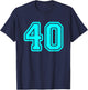 Jersey #40 Cyan Sports Team Player Fan Jersey Number 40 T-Shirt - T-Shirt | Navy