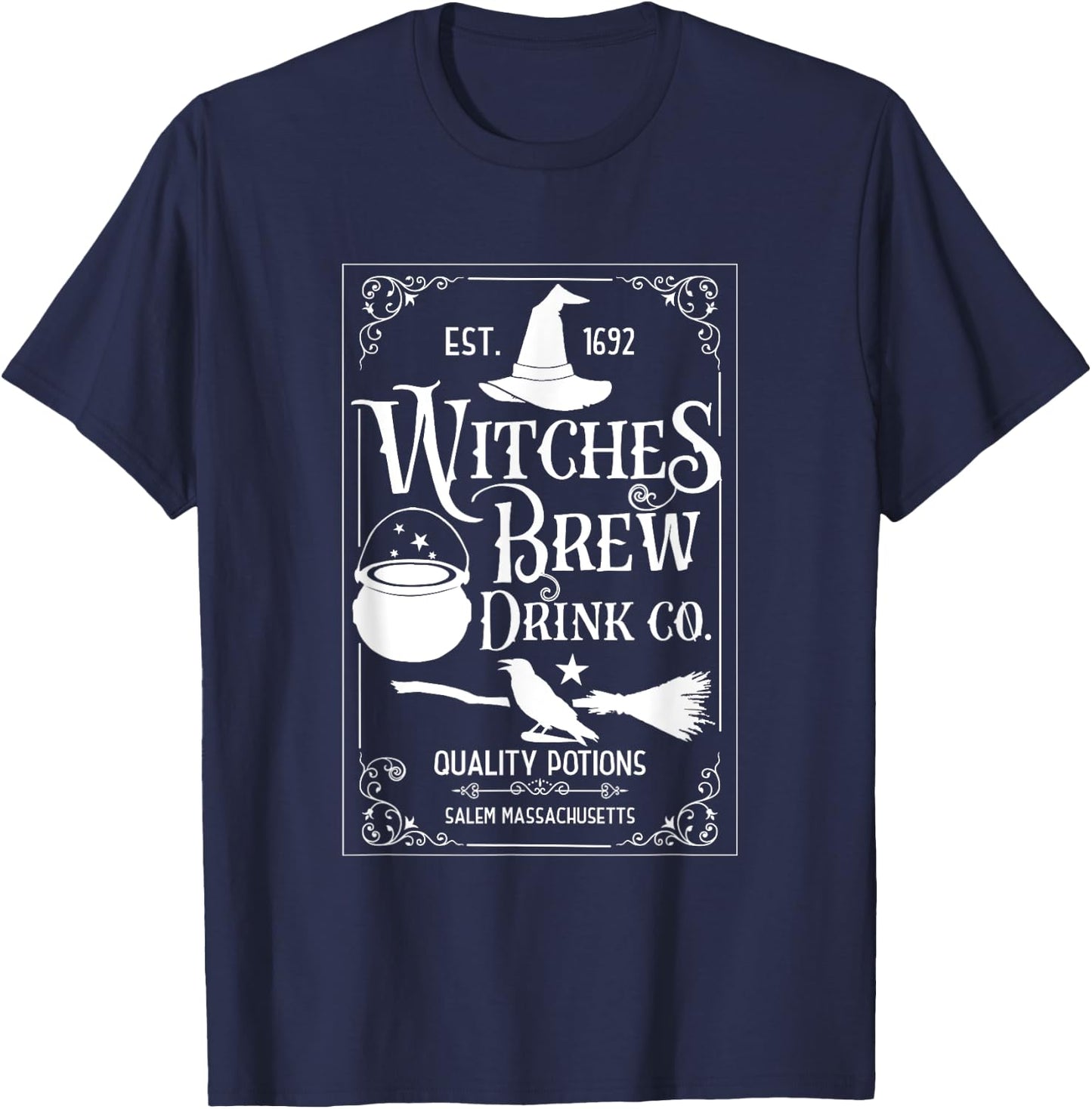 Salem Witch 1692 Witches Brew Drink Funny Witchy Halloween T-Shirt - T-Shirt | Navy