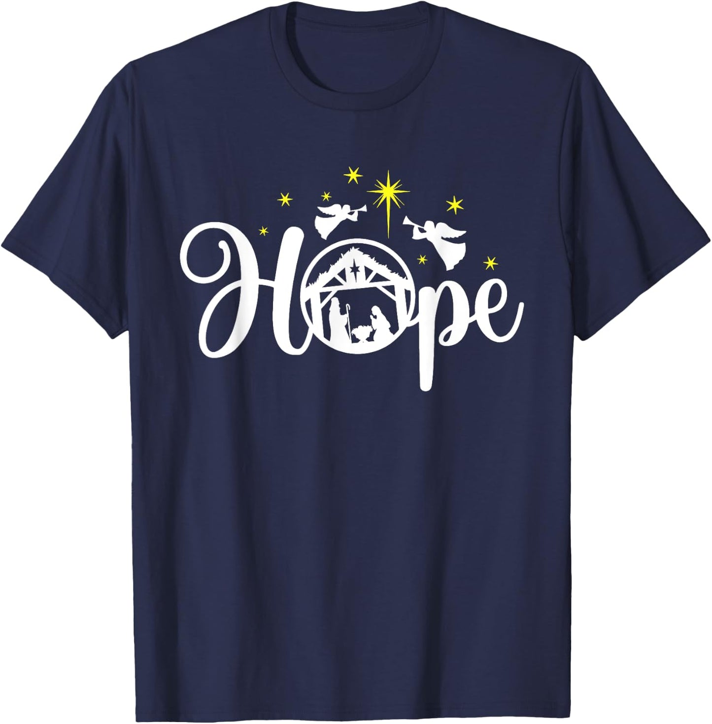 Christian Christmas Hope Jesus Nativity Scene Faith T-Shirt - T-Shirt | Navy