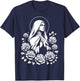 St Therese of Lisieux Little Flower Saint Roses Catholic Art T-Shirt - T-Shirt | Navy