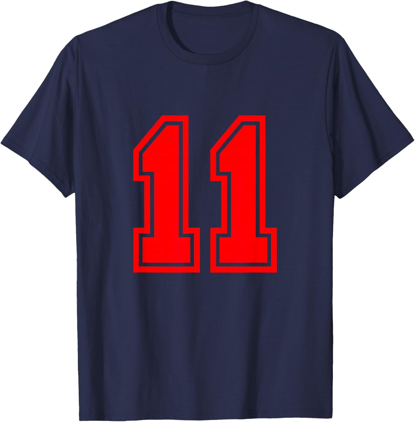Number #11 Red Varsity Favorite Number T-Shirt - T-Shirt | Navy