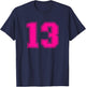 Number #13 Sport Pink Varsity Number T-Shirt - T-Shirt | Navy