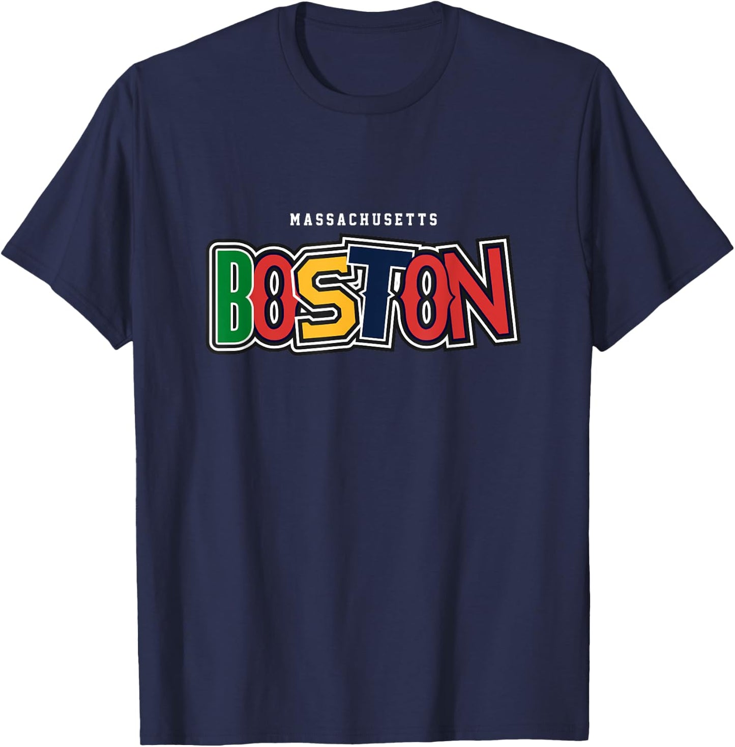 Boston Massachusetts Travel Souvenir Athletic Sport T-Shirt - T-Shirt | Navy