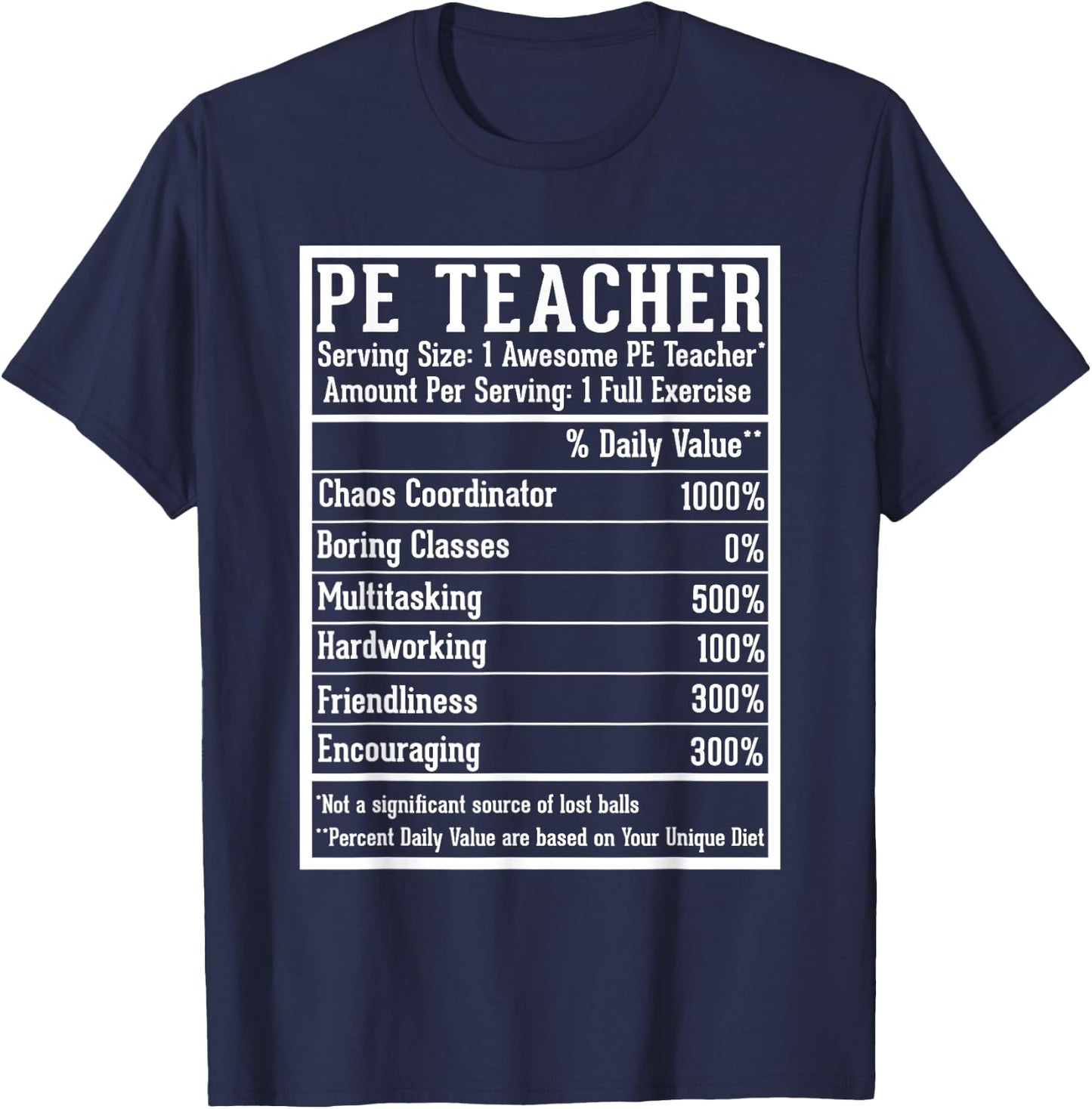 PE Teacher Appreciation Back to School First Day PE Teacher - -Adults, Black, Small T-Shirt - T-Shirt | Navy