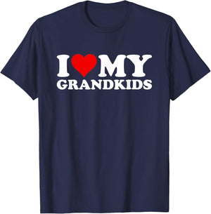 I Love Heart My Grandkids Grandchildren Grand Daughter Son T-Shirt - T-Shirt | Navy