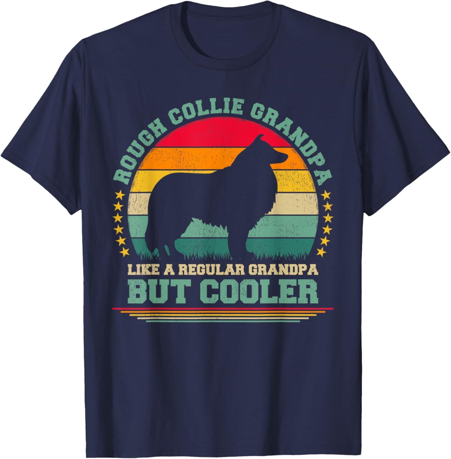 Rough Collie Grandpa Like A Regular Grandpa Father's Day T-Shirt - T-Shirt | Navy