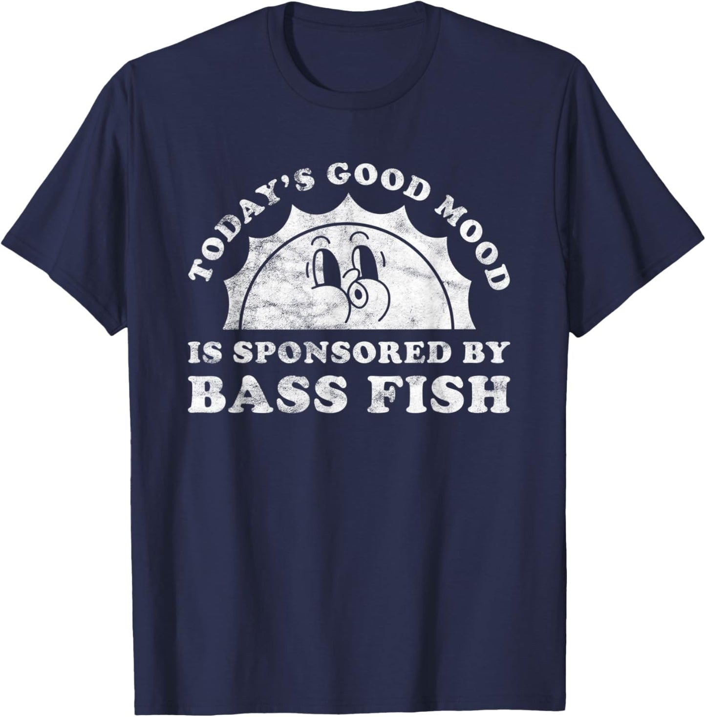 Funny Cute Retro Vintage Bass Fish or Bass Fishing T-Shirt - T-Shirt | Navy