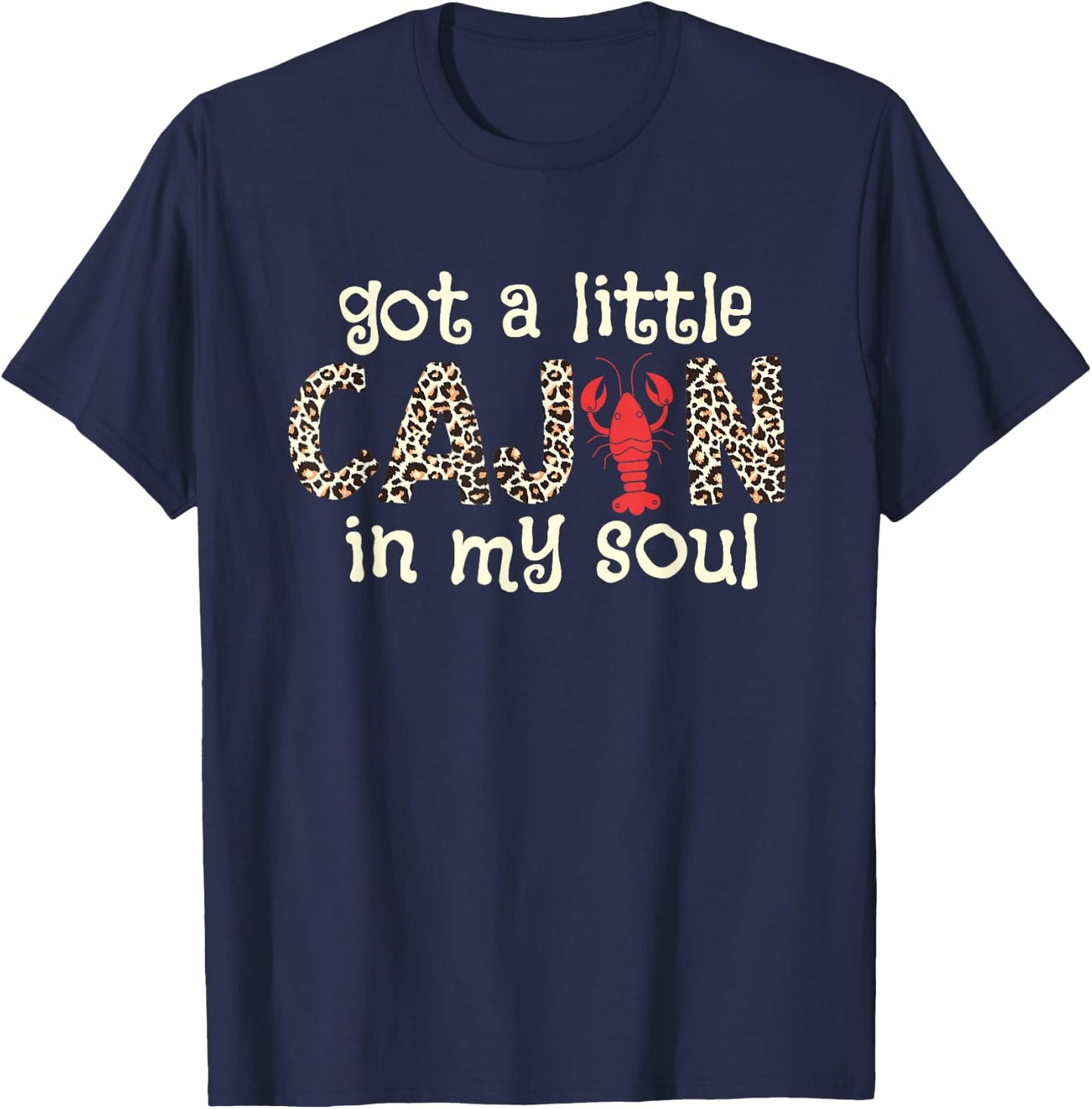 Funny Crawfish Little Cajun Boil Crayfish Leopard Women Girl T-Shirt - T-Shirt | Navy