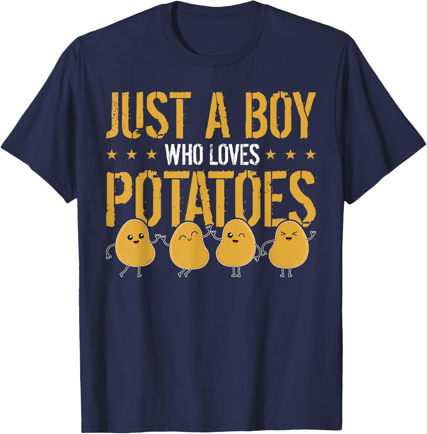 Kids Funny Just A Boy Who Loves Potatoes Potato T-Shirt - T-Shirt | Navy