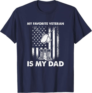 My Favorite Veteran Is My Dad - Us Flag Veteran Father T-Shirt - T-Shirt | Navy