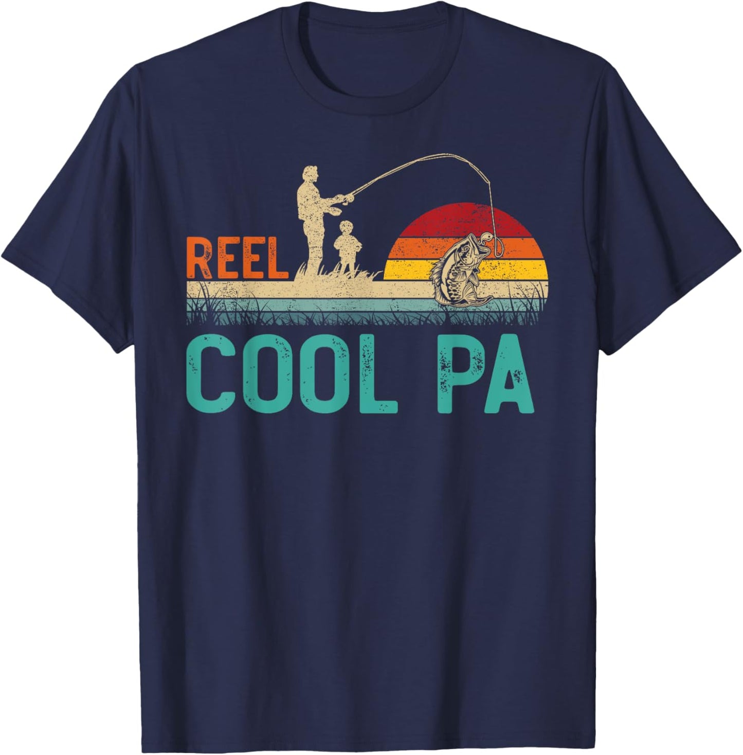 Reel Cool Pa Vintage Retro Fishing Father's Day T-Shirt - T-Shirt | Navy