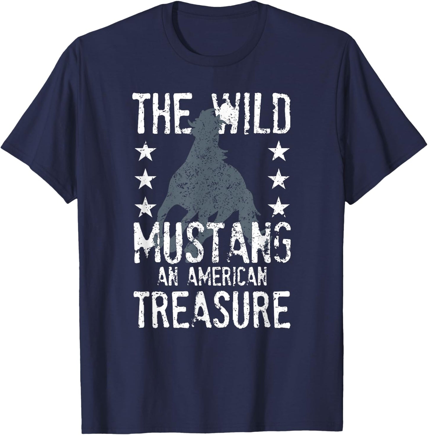 The Wild Mustang An American Treasure Funny Horse Rider T-Shirt - T-Shirt | Navy