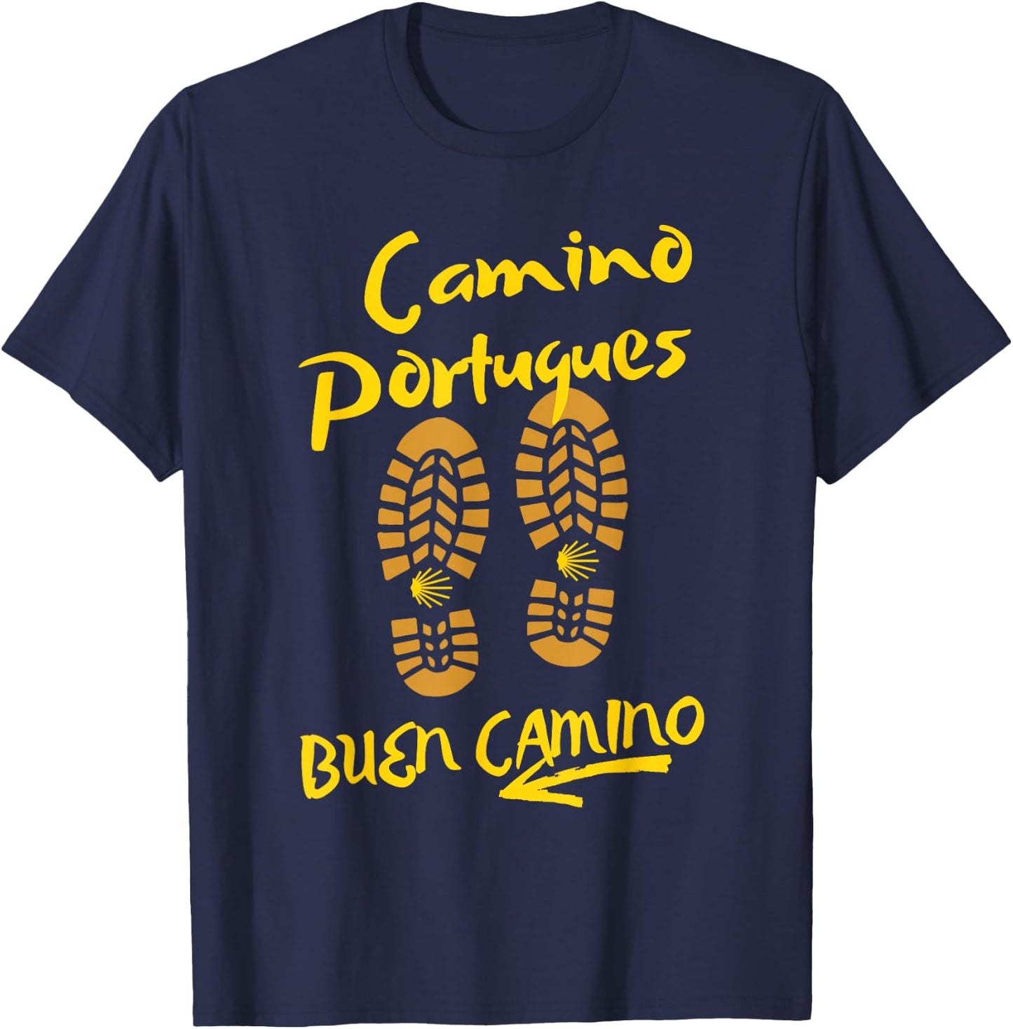 Camino Portugues, BUEN CAMINO, Hiking Boots T-Shirt - T-Shirt | Navy