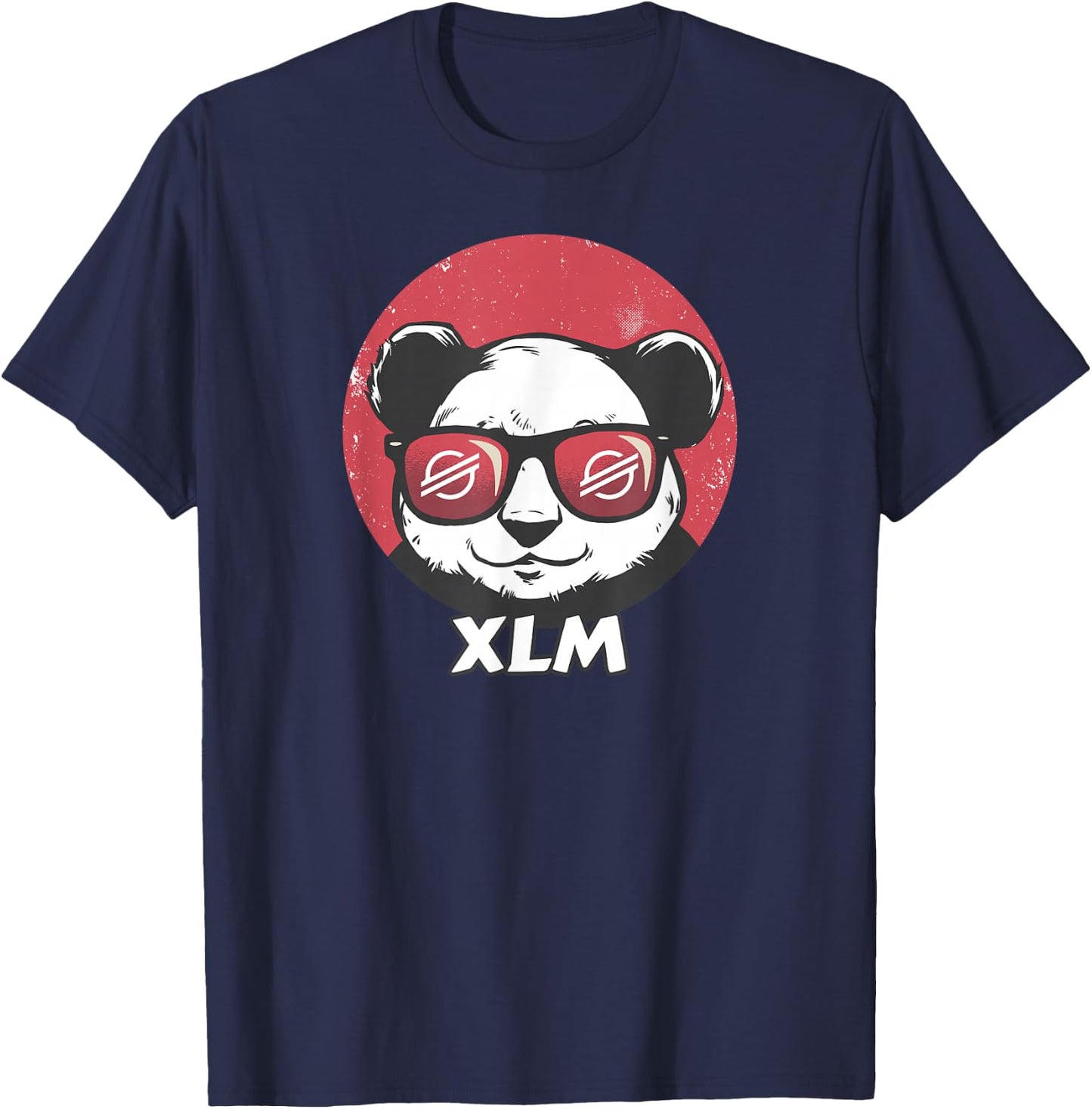 Stellar XLM Cute Crypto Panda Sun Glasses Retro T-Shirt - T-Shirt | Navy