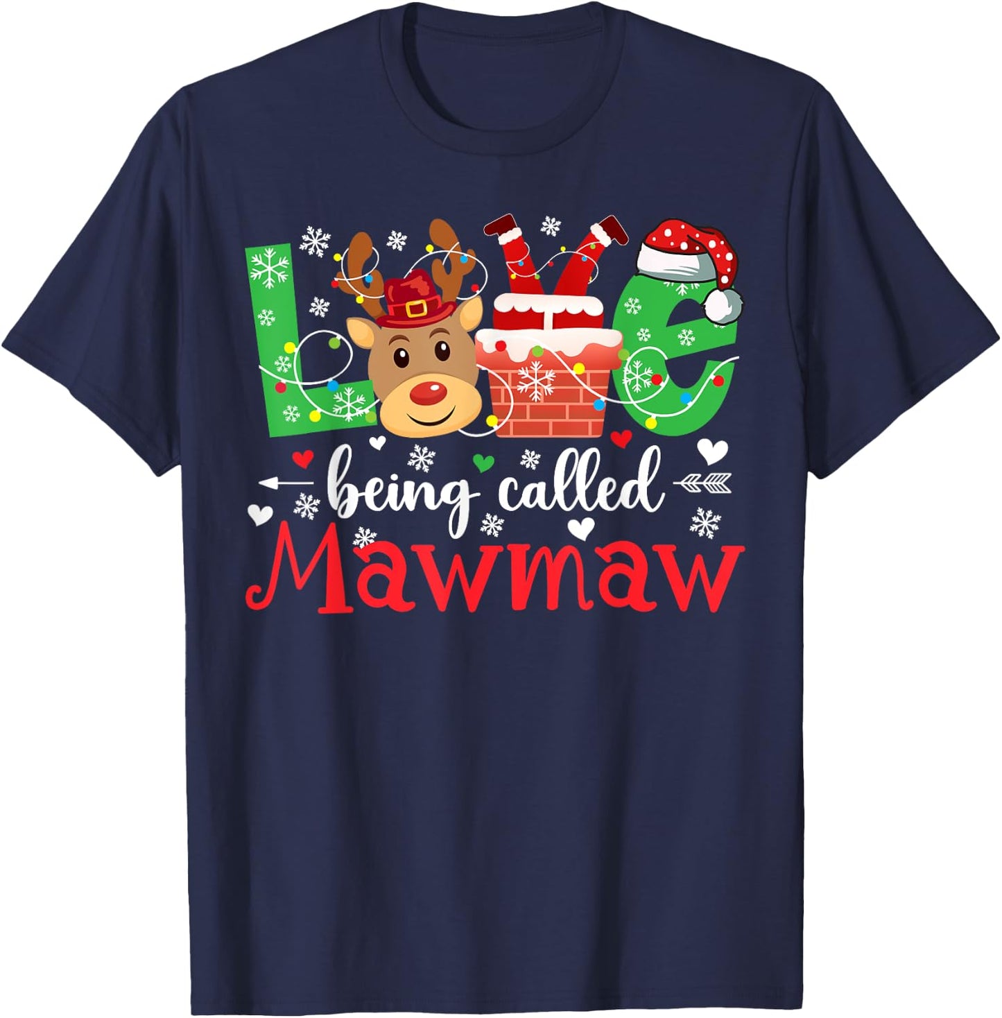 Love Being Called Mawmaw Christmas Mawmaw Grandma Xmas Party T-Shirt - T-Shirt | Navy
