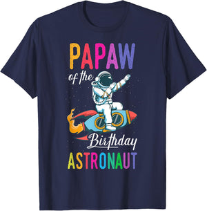 Papaw Of The Birthday Astronaut Space Bday Party Celebration T-Shirt - T-Shirt | Navy