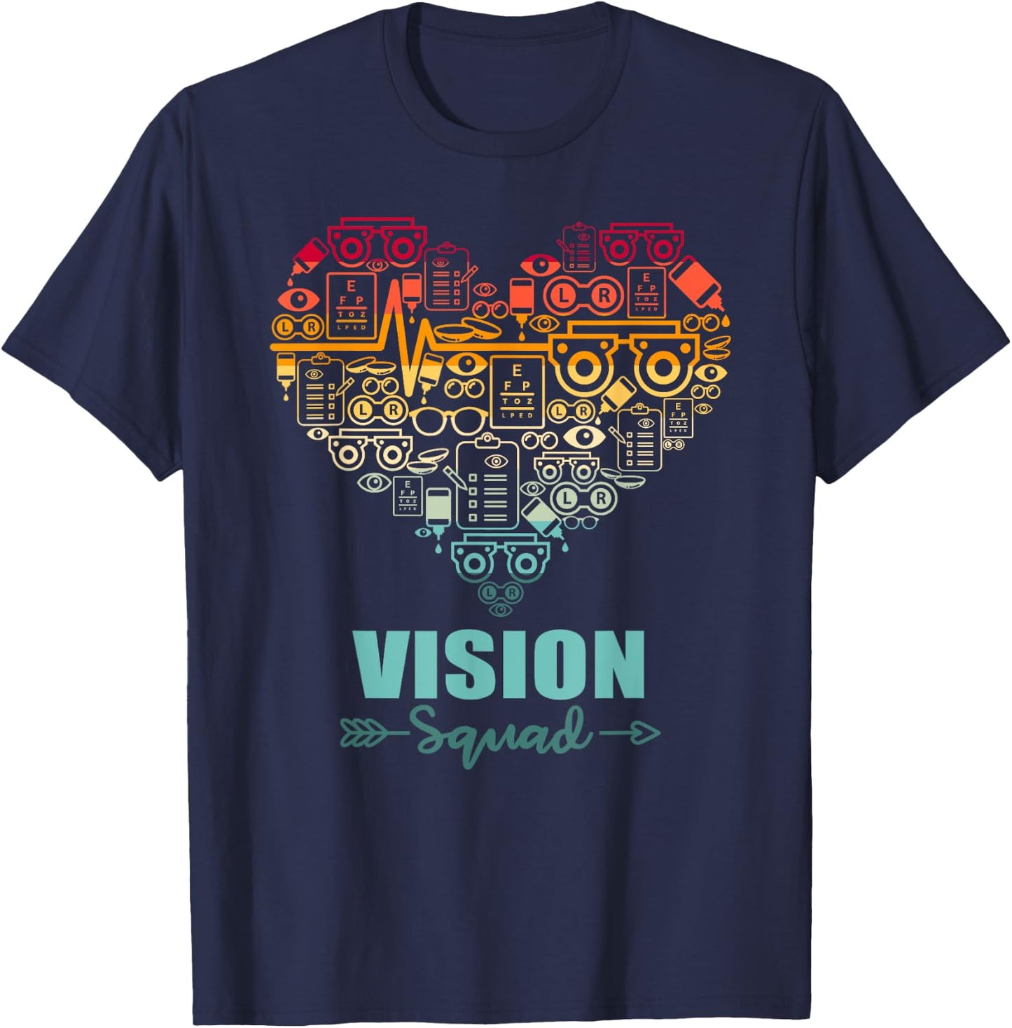 Vision Squad Heart Funny Optometry Team T-Shirt - T-Shirt | Navy