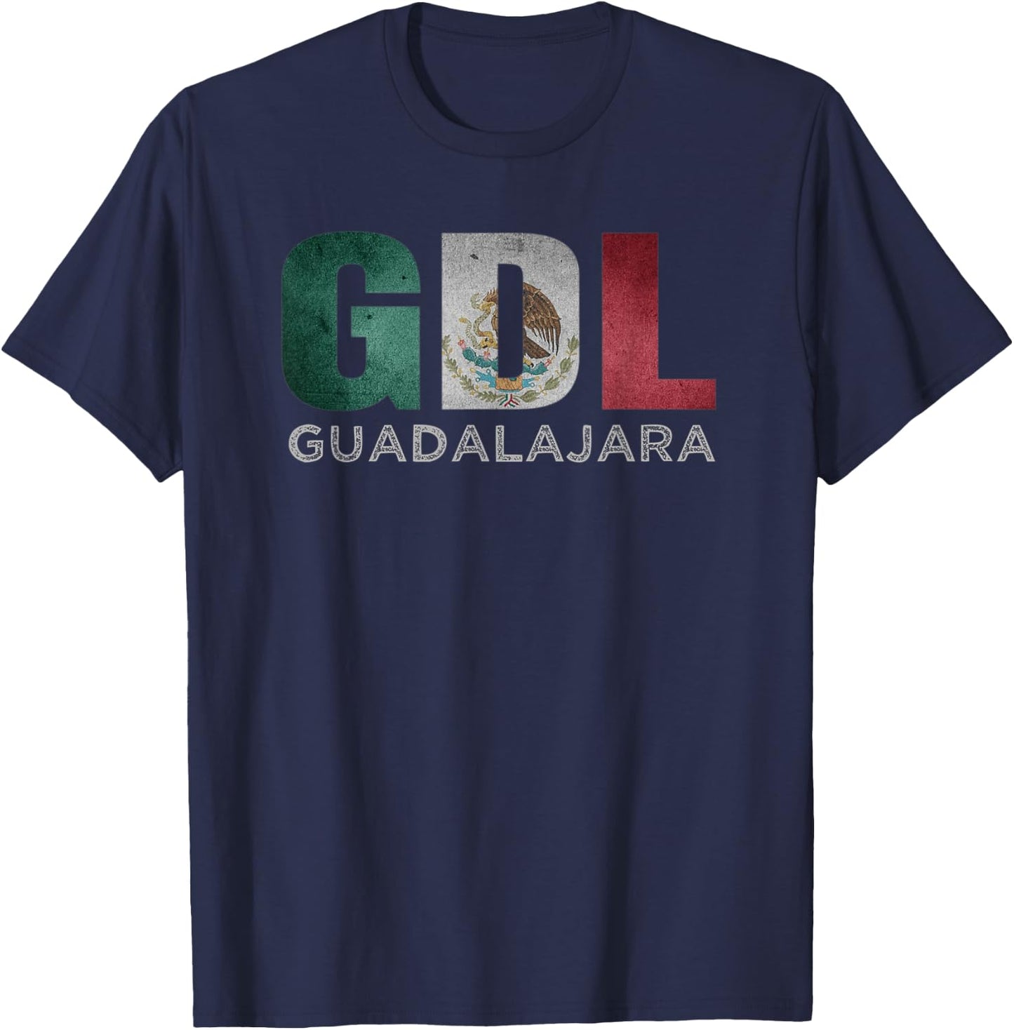Guadalajara Mexico Flag Art Mexican Roots Airport Code GDL T-Shirt - T-Shirt | Navy