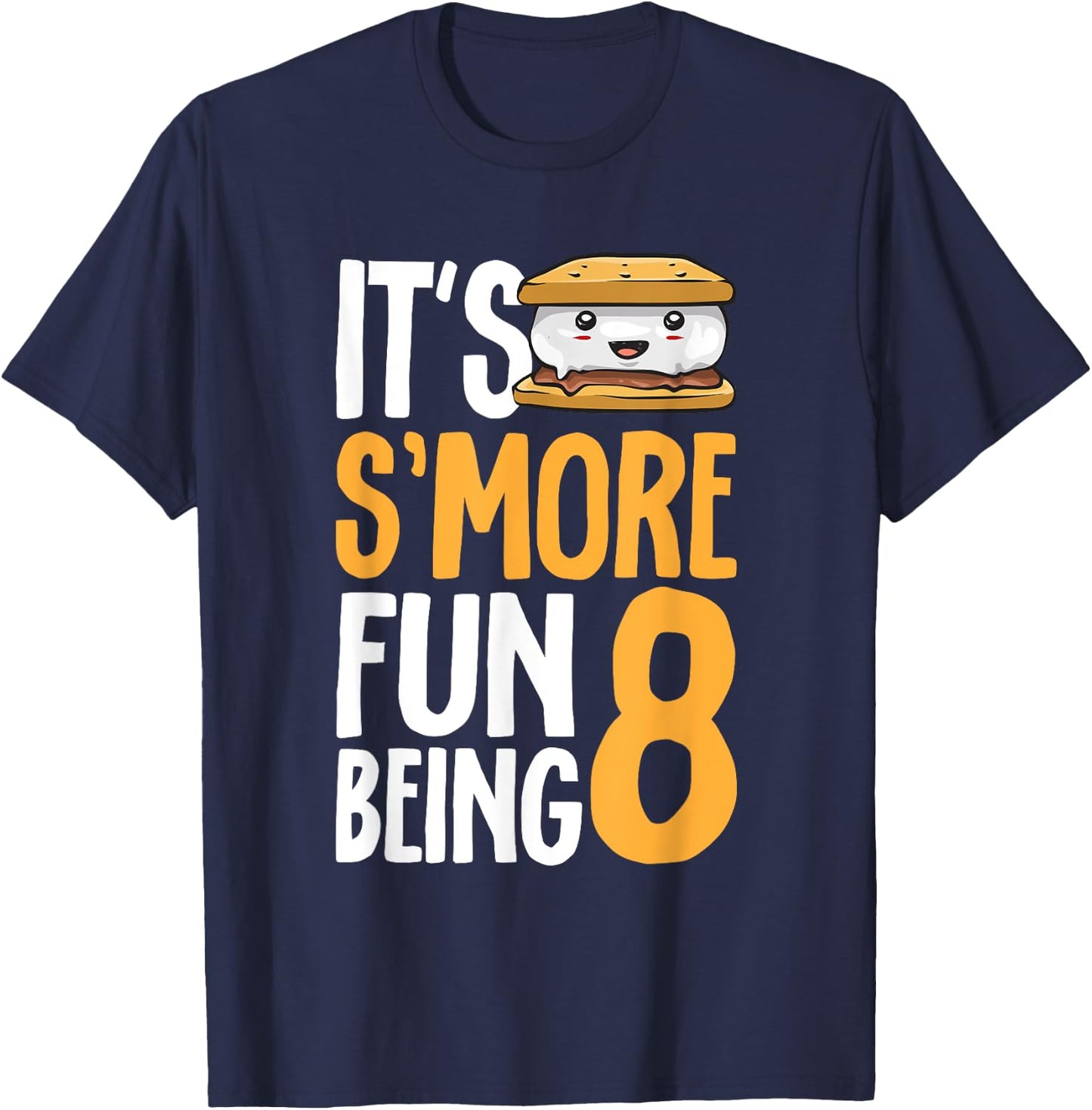 S’more Campfire 8th Birthday Marshmallow Camping Smore T-Shirt - T-Shirt | Navy