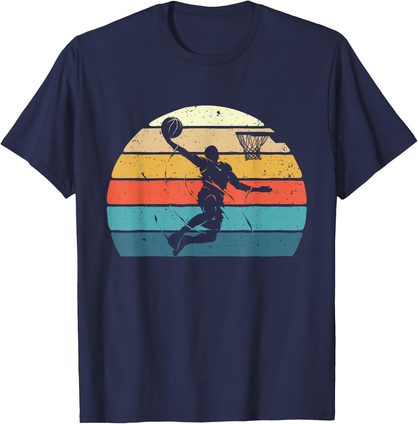 Vintage Basketball Dunk - Ball Game Trainer Sports Lover T-Shirt - T-Shirt | Navy