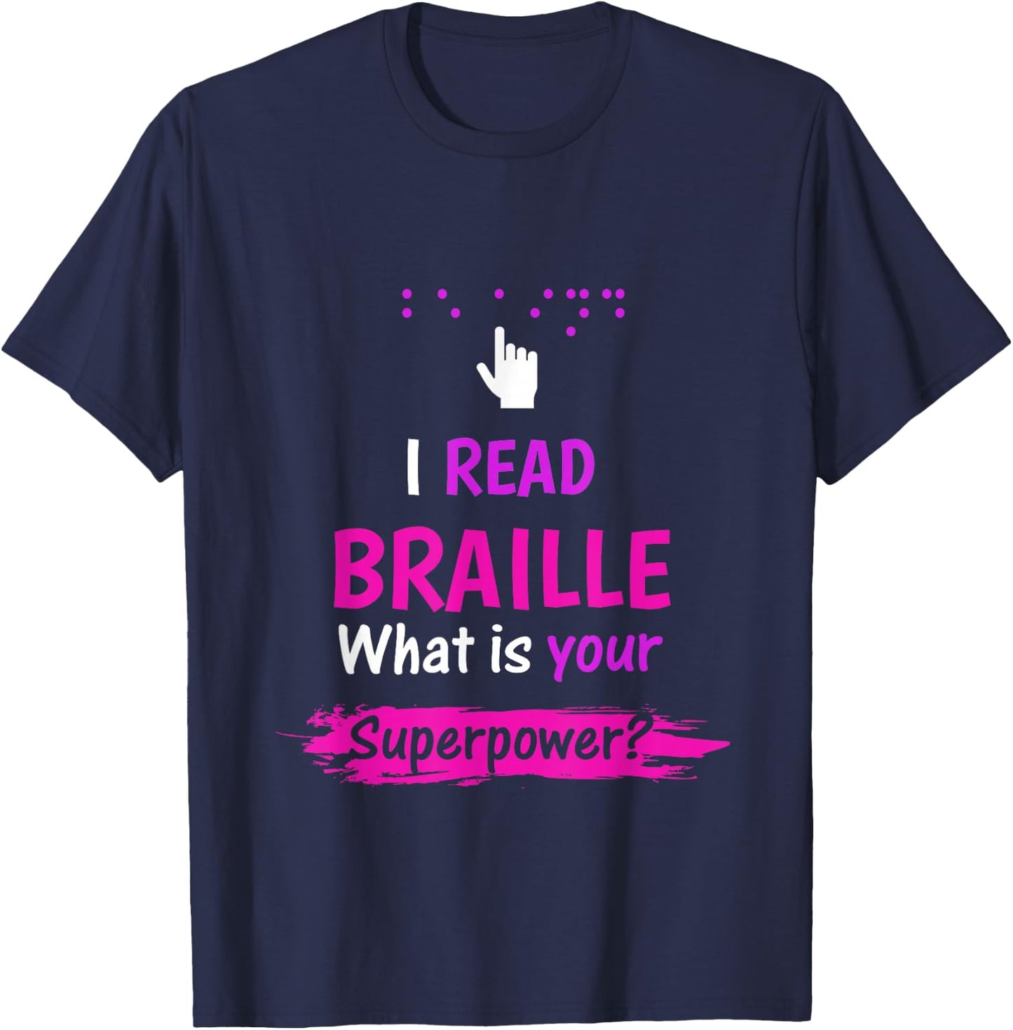 Be Kind Blind Awareness braille T-Shirt - T-Shirt | Navy