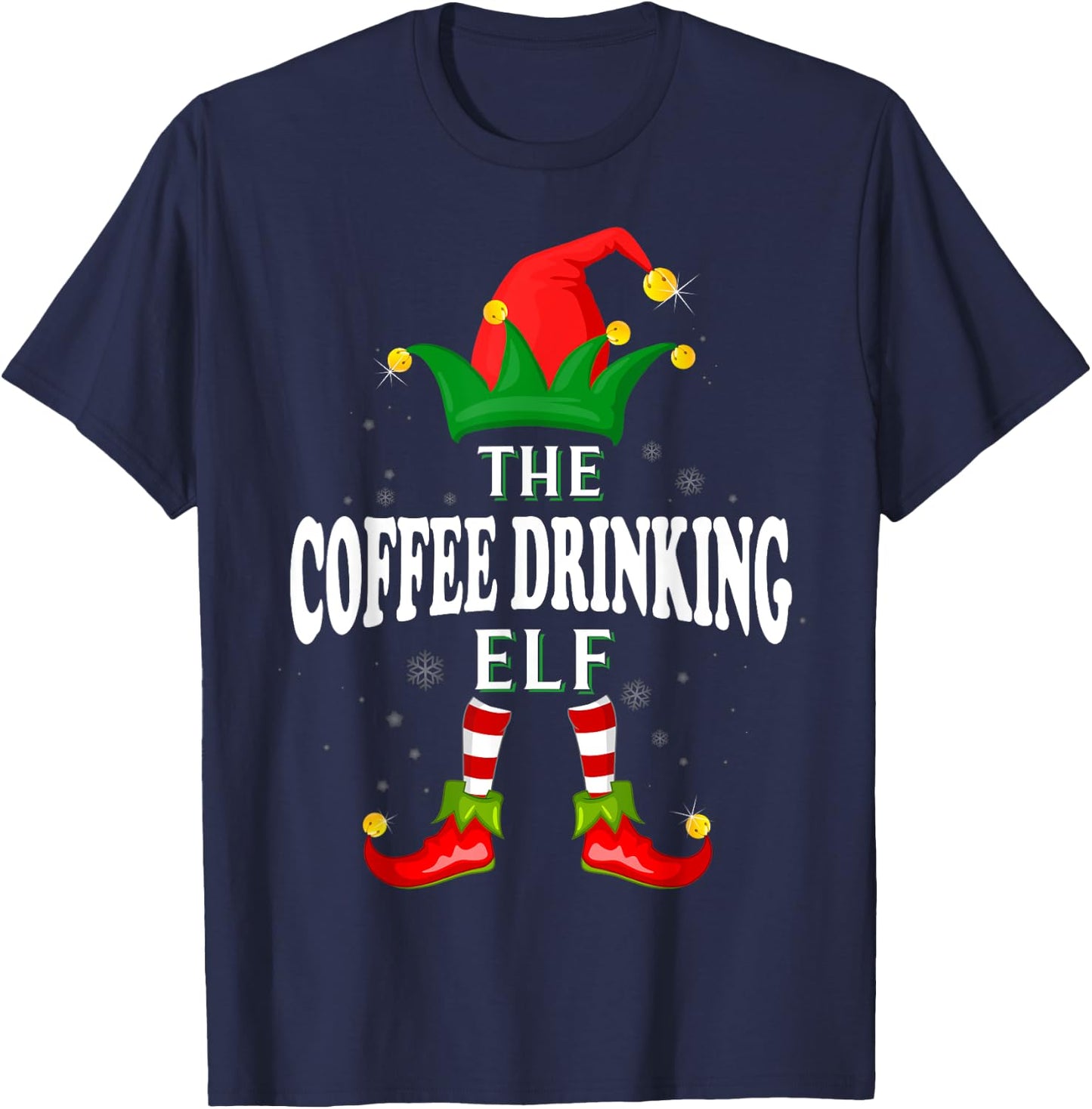 Xmas Coffee drinking Elf Family Matching Christmas Pajama T-Shirt - T-Shirt | Navy