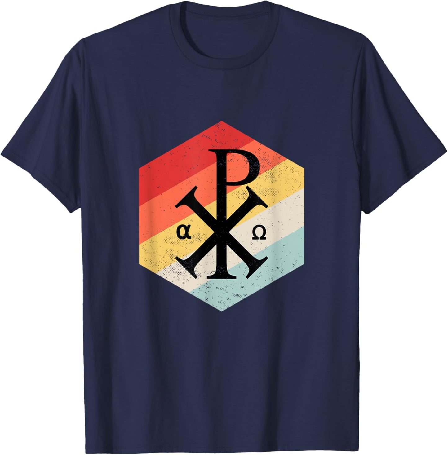 Chi Rho Symbol Motif Jesus Constantine Cross Christian T-Shirt - T-Shirt | Navy