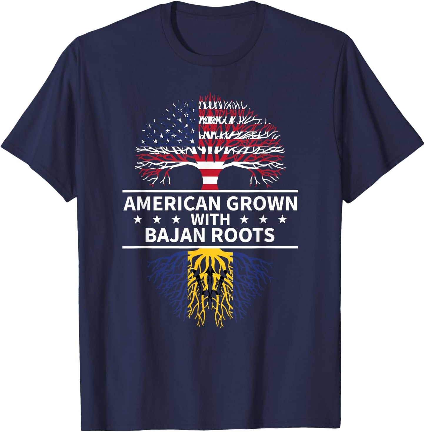 American Grown Bajan Roots Barbados T-Shirt - T-Shirt | Navy