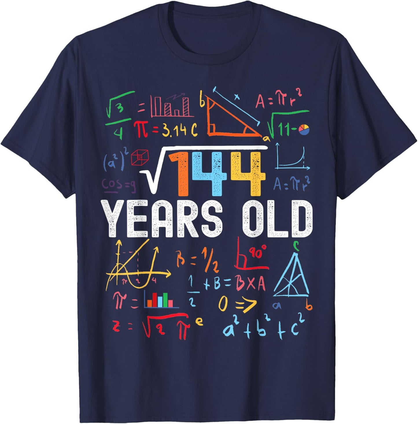Square Root Of 144 12th Birthday 12 Years Old Birthday T-Shirt - T-Shirt | Navy