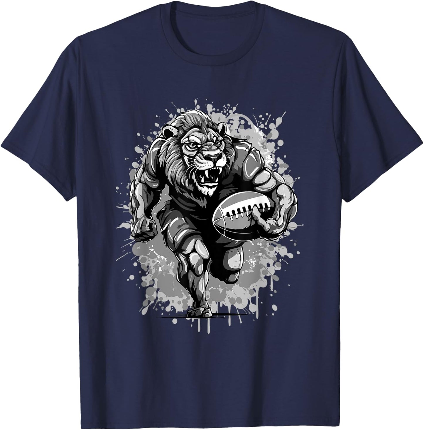 Lion American Football Team Animal Mascot T-Shirt - T-Shirt | Navy