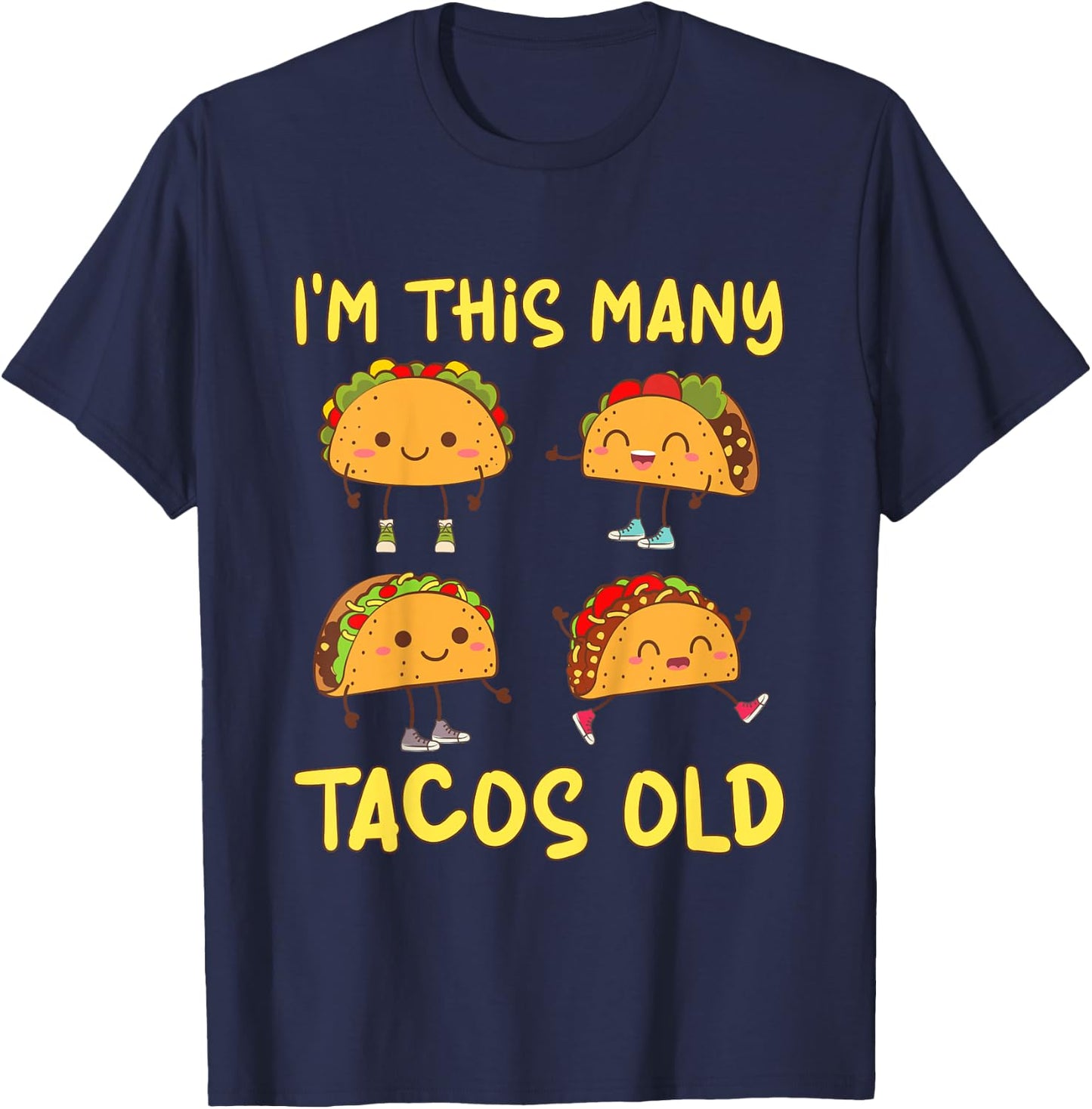 Kids 4 Years Old Boy Tacos Old 4th Birthday Kids T-Shirt - T-Shirt | Navy