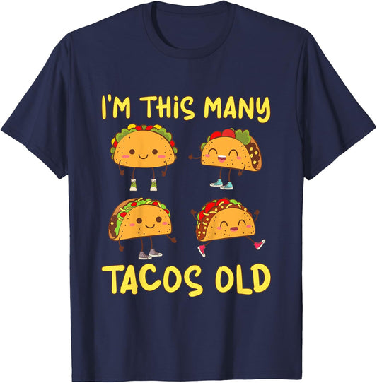 Kids 4 Years Old Boy Tacos Old 4th Birthday Kids T-Shirt - T-Shirt | Navy