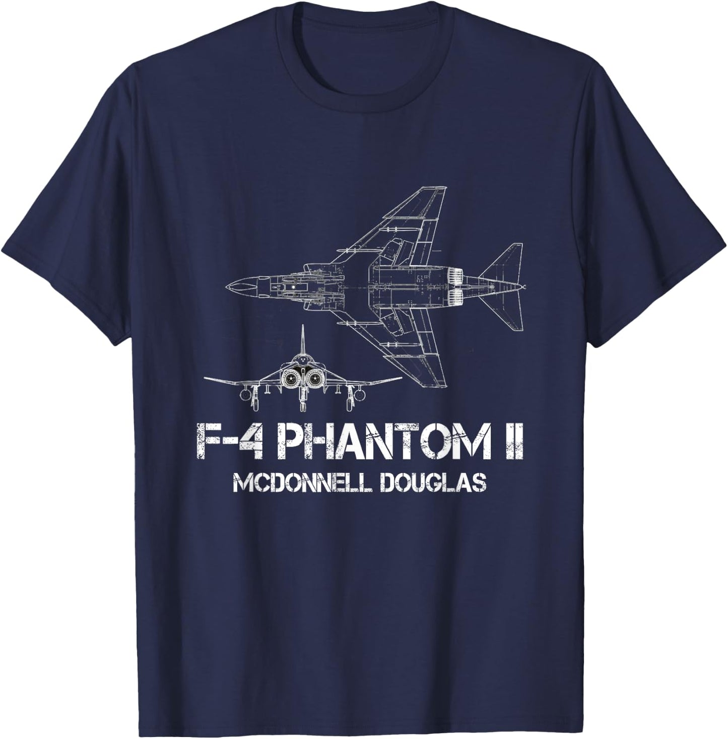McDonnell Douglas F-4 Phantom II Blueprint Aircraft T-Shirt - T-Shirt | Navy