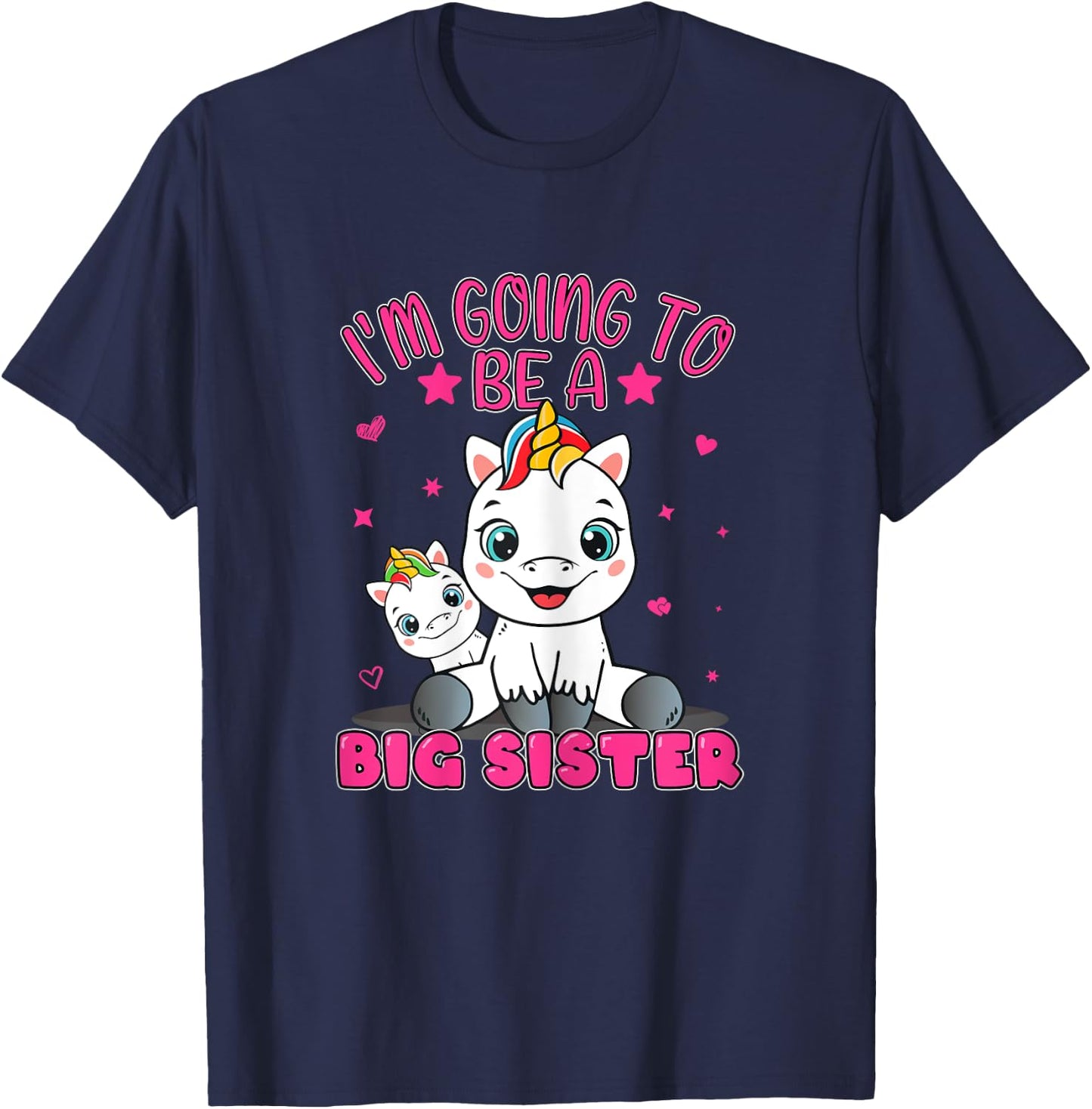 I'm Going To Be A Big Sister Girls' Siblings Unicorn T-Shirt - T-Shirt | Navy