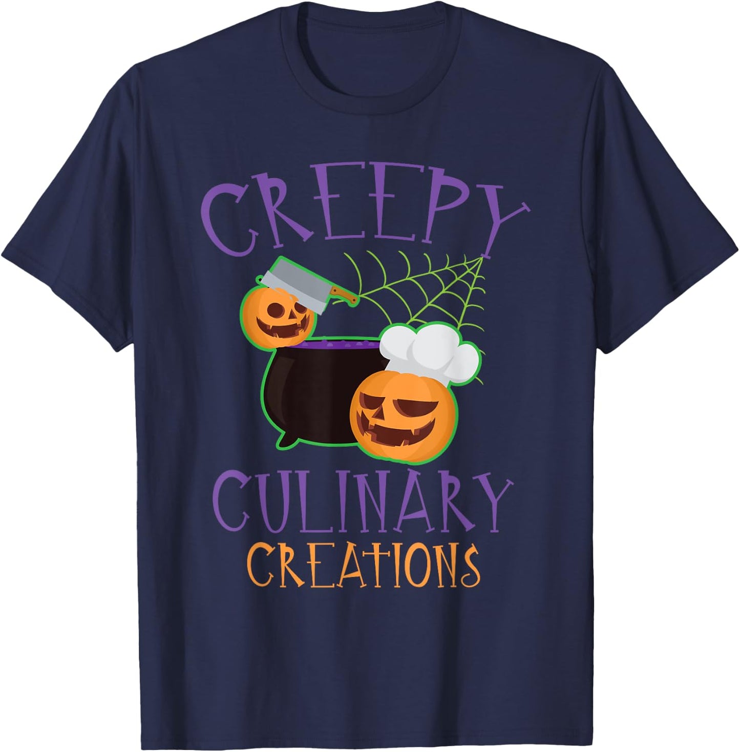 Creepy Culinary Creations Spooky Cooking Chef Halloween T-Shirt - T-Shirt | Navy