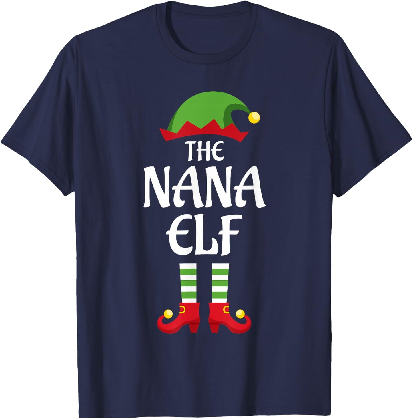 Nana Elf Family Matching Group Christmas T-Shirt - T-Shirt | Navy