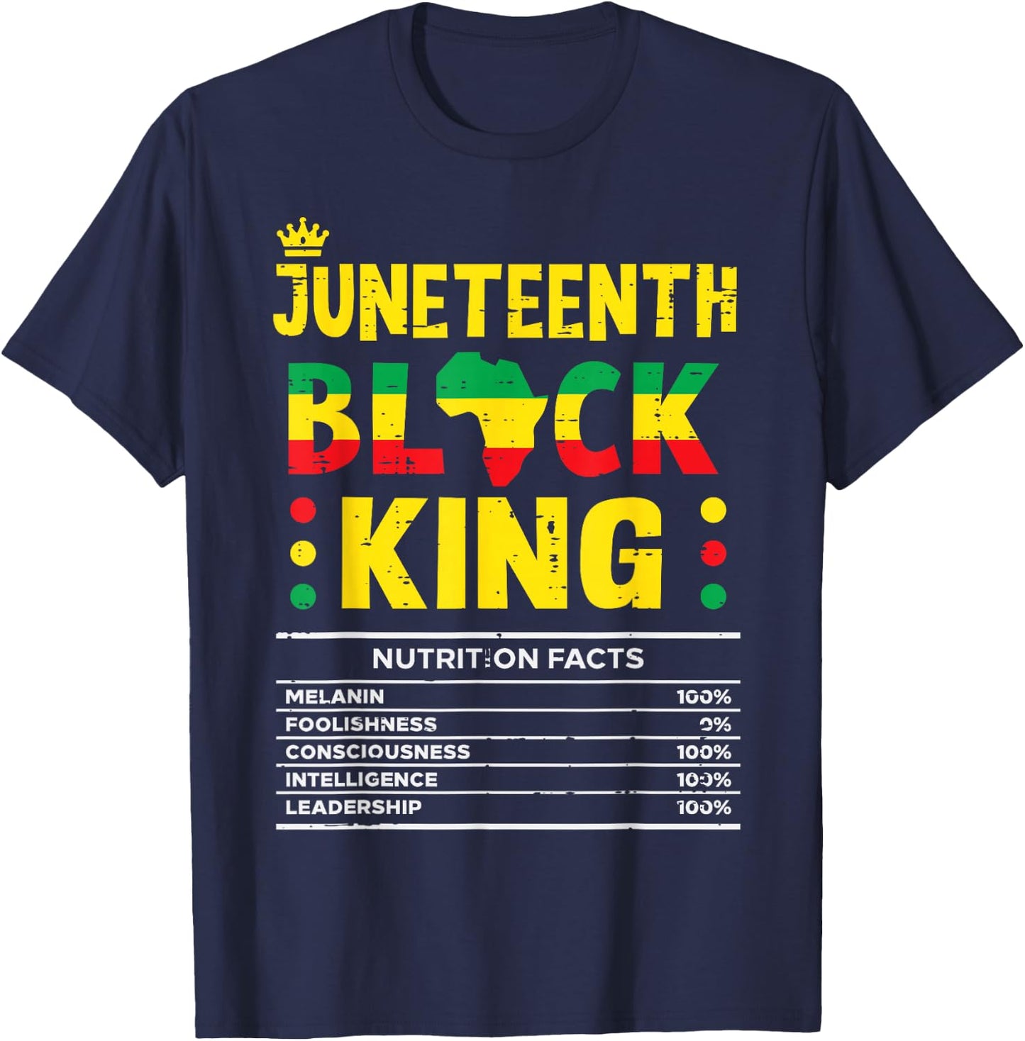 Juneteenth Black King African American Men Boys Kids Youth T-Shirt - T-Shirt | Navy