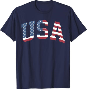 USA Shirt Women Men Kids Patriotic American Flag 4th of July T-Shirt - T-Shirt | Navy