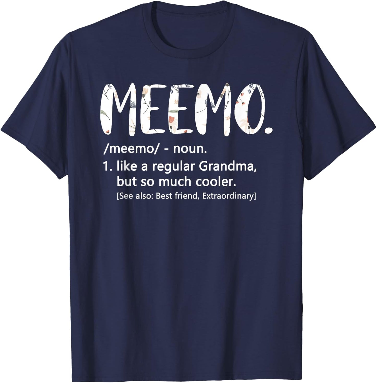 Meemo Shirts Mothers Day idea Cute Grandma Meemo T-Shirt - T-Shirt | Navy